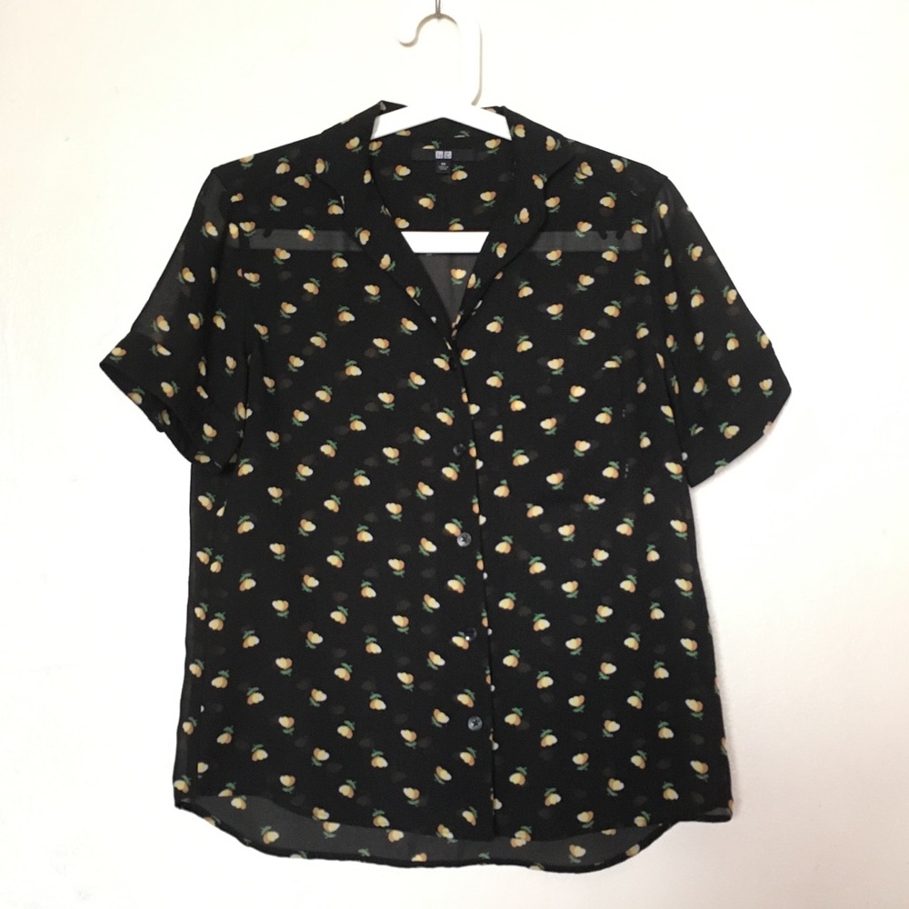 UNIQLO flower print sheer shirt